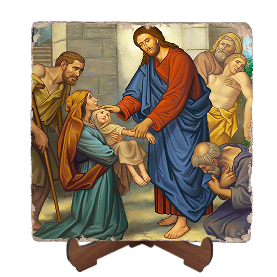 The Divine Physician Icon,Marble Icon,Handmade,Baptism gift,Christian Icon