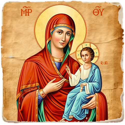Virgin Mary Directress Icon,Marble Icon,Handmade,Baptism gift,Christian Icon