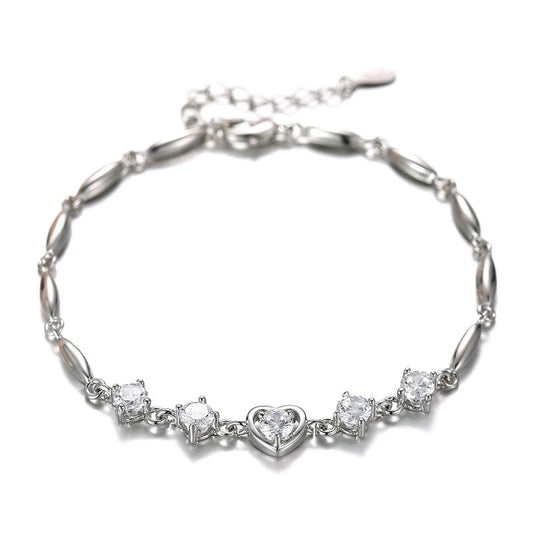 Gorgeous zircon women bracelet with white gold heart - Denoss