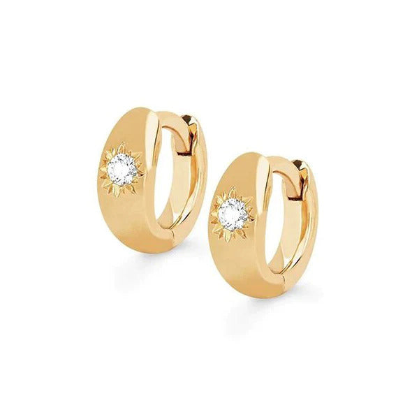 Diamond Huggie Dangle Hoop Earrings