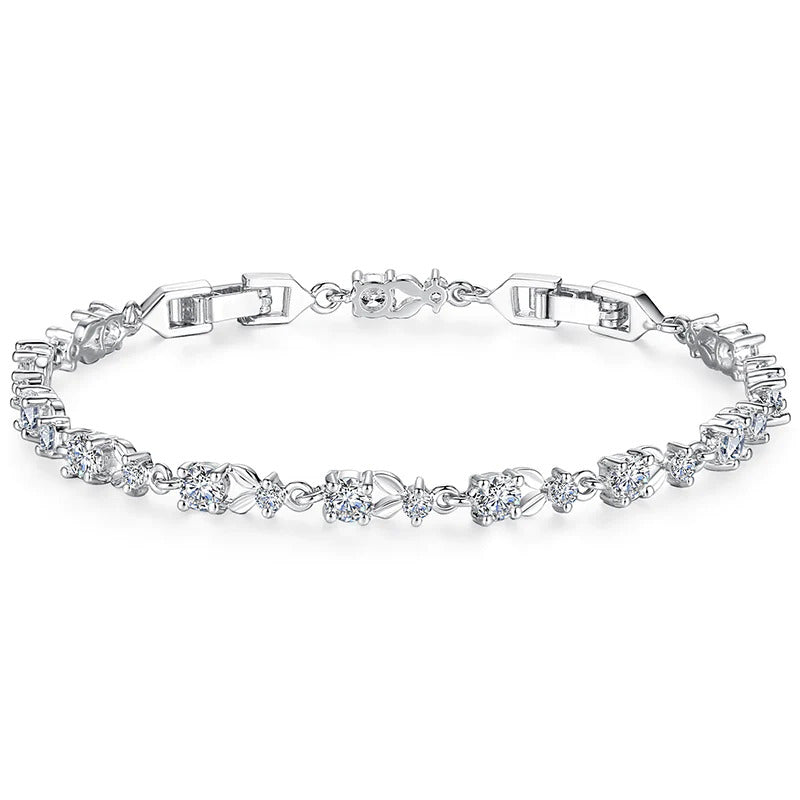 Silver Platinum Purple Zircon Stone Ladies Bracelet Bangle