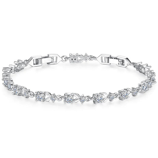 Silver Platinum Purple Zircon Stone Ladies Bracelet Bangle - Denoss