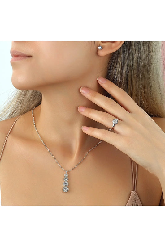 Silver Zircon Strappy Necklace