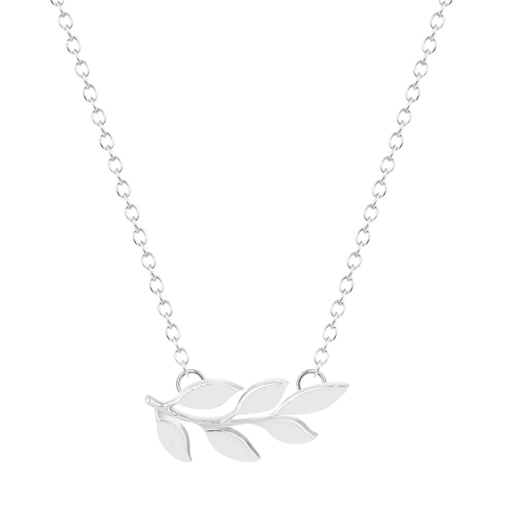 Olive Branch Silver Necklace