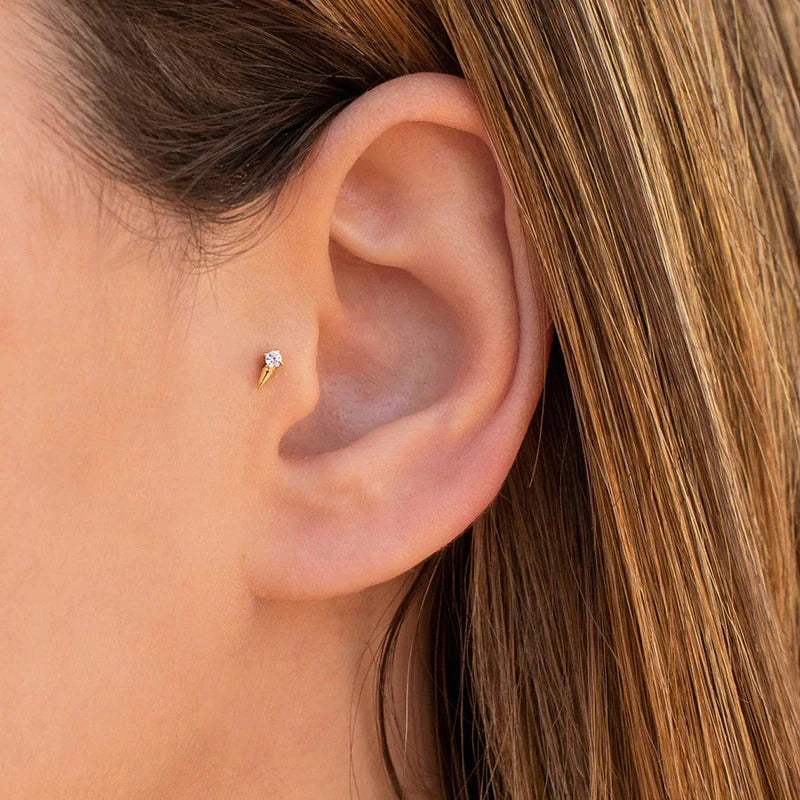 1 Piece Dainty & Tiny CZ Spike Stud Earrings