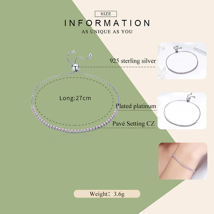 Silver Platinum White Zircon Tennis Bracelet