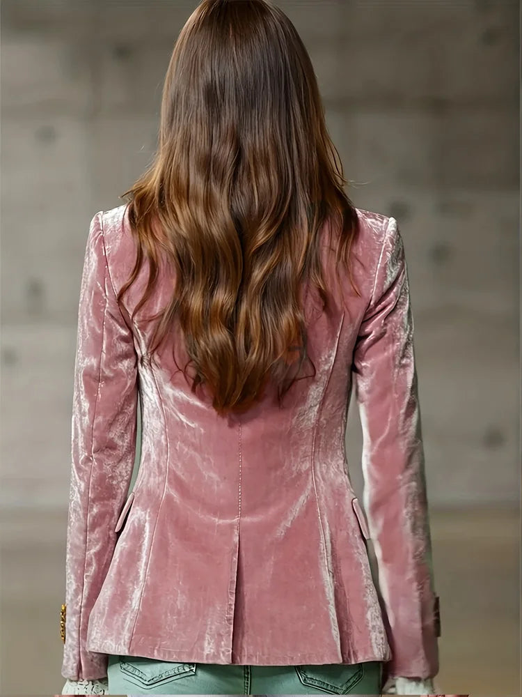 Pink Jacquard Velvet Blazer for Women