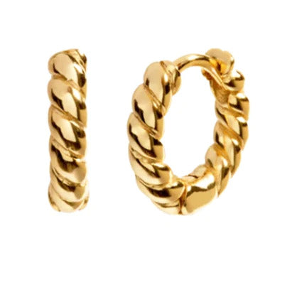 Dainty Cabled Chunky Huggie Hoop Earrings