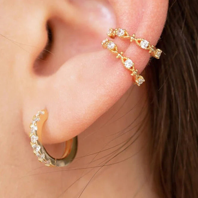 1 Piece Conch ear cuff earrings with zirconia and balls