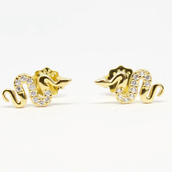1 Piece Dainty & Minimalist CZ Snake Shaped Stud Earrings