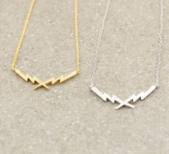 Thunder Lightning Bolt Gold Necklace