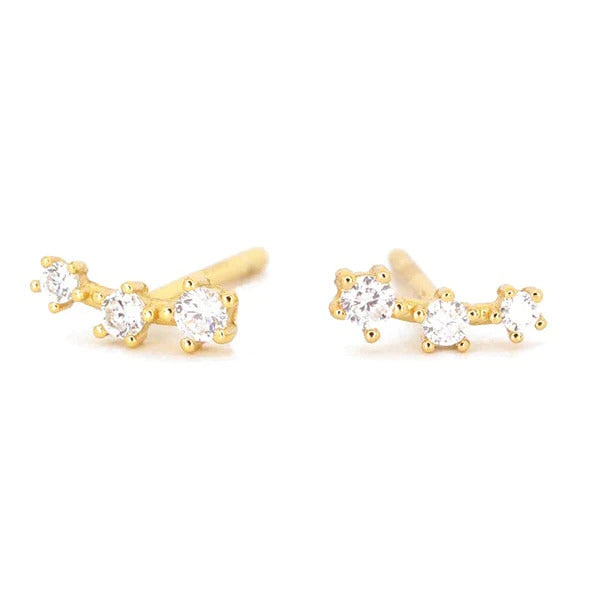 Dainty Three Zircon Stud Earrings