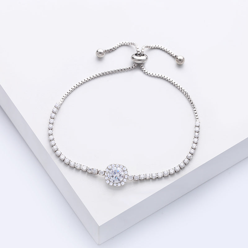 Diamond Square Silver Plated Bracelet