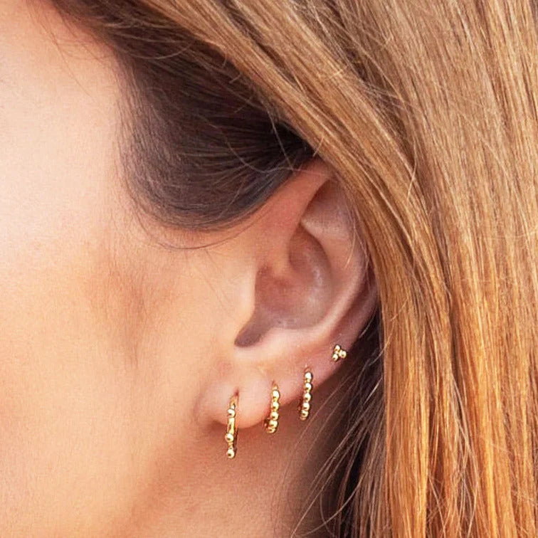 Tiny Beaded Huggie Hoop Earrings