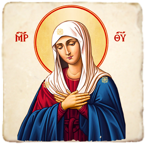Virgin of Tenderness Icon,Marble Icon,Handmade,Christian Icon
