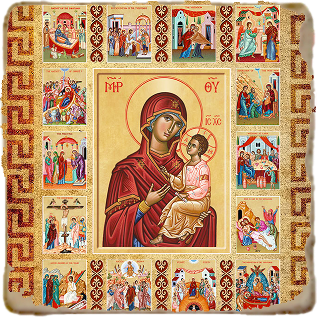 Life of the Virgin Mary Icon,Marble Icon,Handmade,Prayer gift,Christian Icon