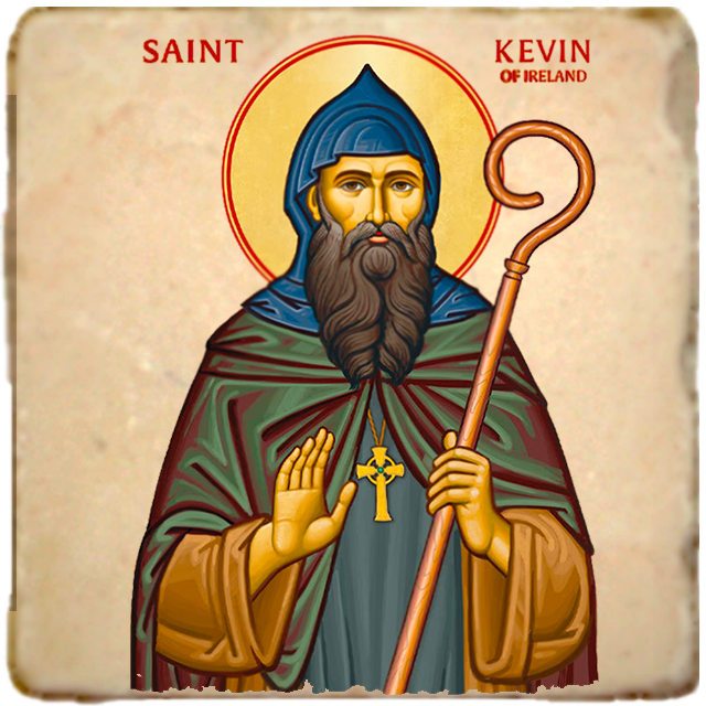 St.Kevin of Ireland Icon,Men Saints,Marble Icon,Handmade,Prayer gift,Christian Icon