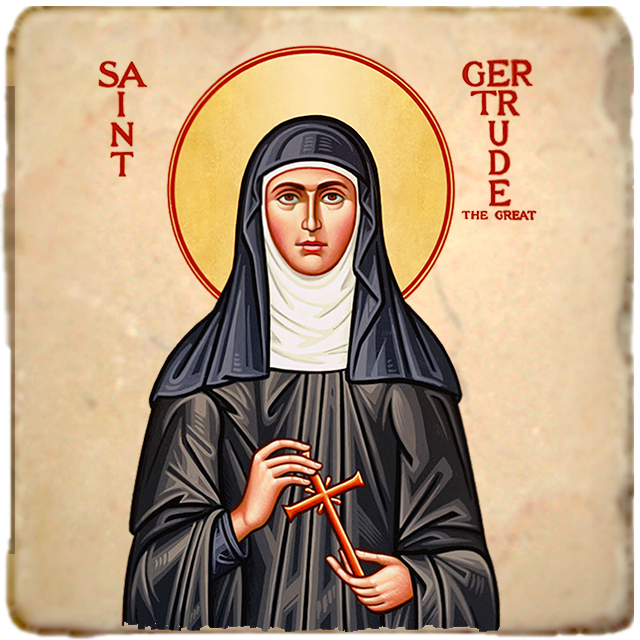 St.Gertrude Icon,Women Saint,Marble Icon,Handmade,Prayer gift,Christian Icon