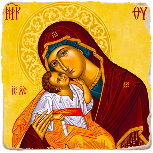 Virgin of Tenderness Icon,Marble Icon,Handmade,Baptism gift,Christian Icon