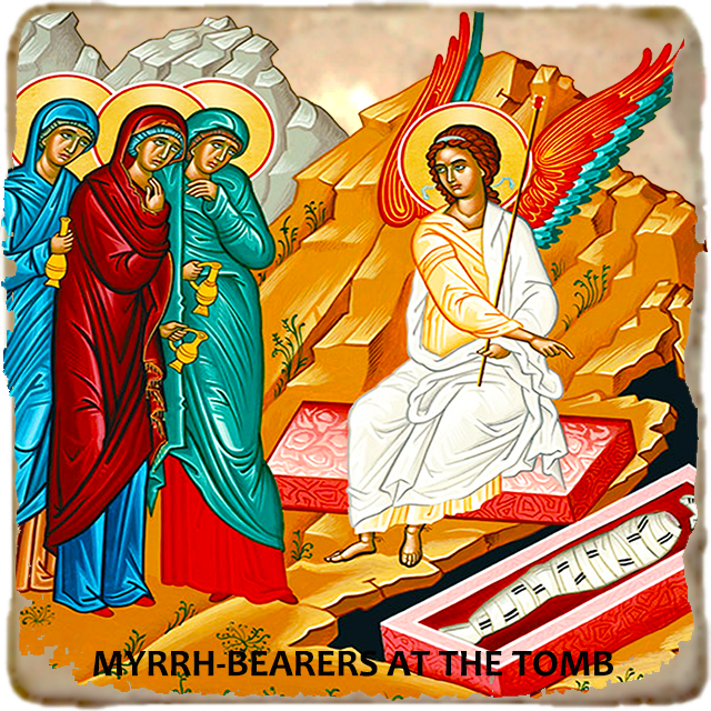 Myrrhbearers at Tomb Icon,Marble Icon,Handmade,Prayer gift,Christian Icon