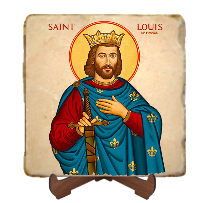 St.Louis of France Icon,Men Saints,Marble Icon,Handmade,Prayer gift,Christian Icon