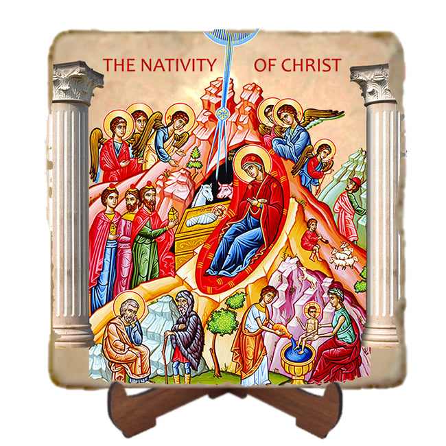 Nativity of Christ Icon,Marble Icon,Handmade,Prayer gift,Christian Icon