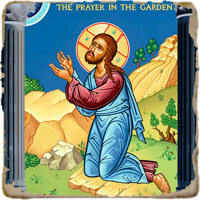 Prayer in the Garden Icon - Orthodox style Icon,Marble Icon,Handmade,Prayer gift,Christian Icon