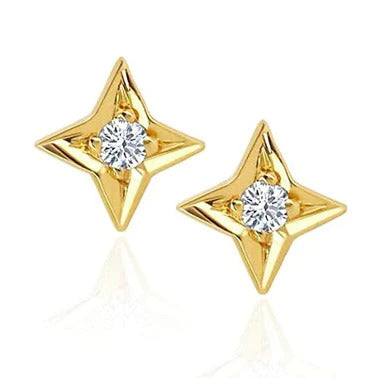 Dainty Four Point Star Stud Earrings