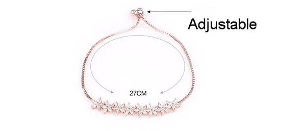 Gold Platinum Sparkling Crystal Flower Design Bracelet - Denoss