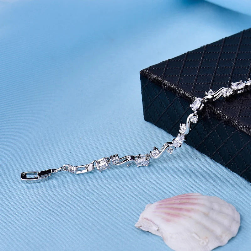 Elegant Round Cut White Gold Bracelet - Denoss