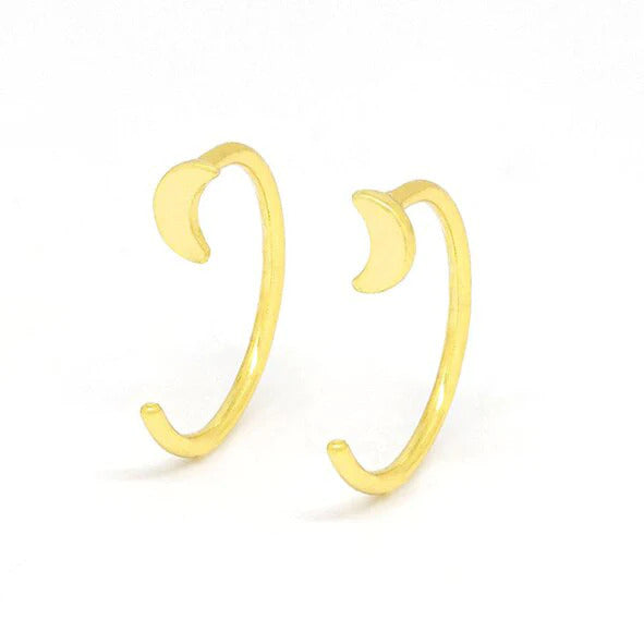 Tiny Moon Open Huggie Hoop Earrings - Ear hugger