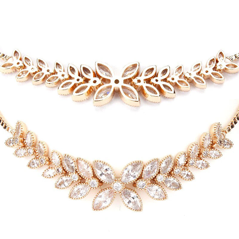 Gold Platinum Marquise Flower Bracelet