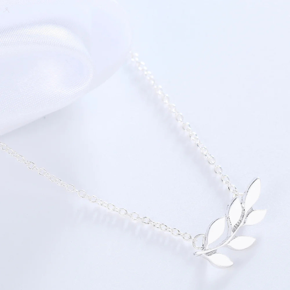 Olive Branch Silver Necklace