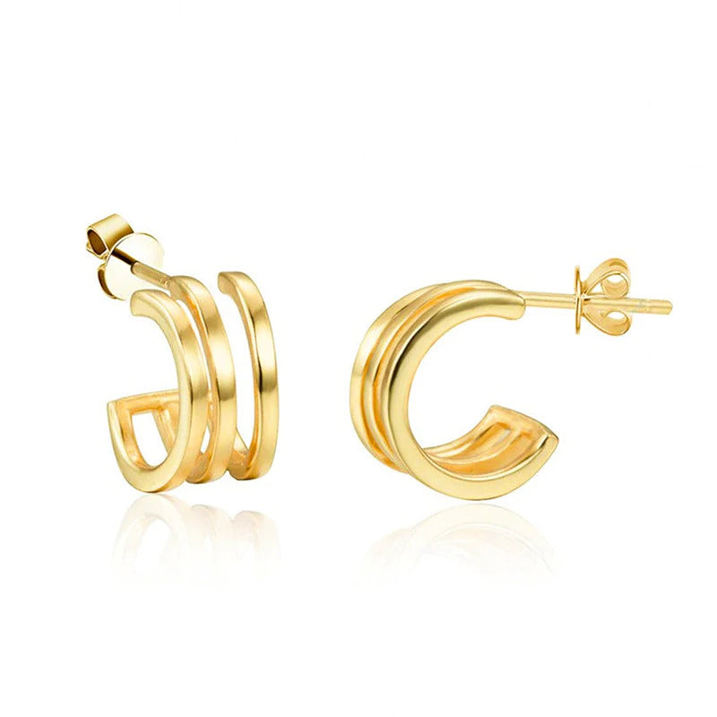 Dainty Triple Band Huggie Hoop Earrings