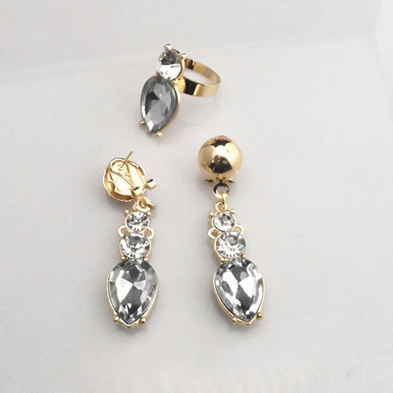 Gold crystal bohemian lady jewelry set