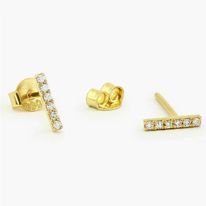 Minimalist & Dainty CZ Bar Shaped Stud Earrings