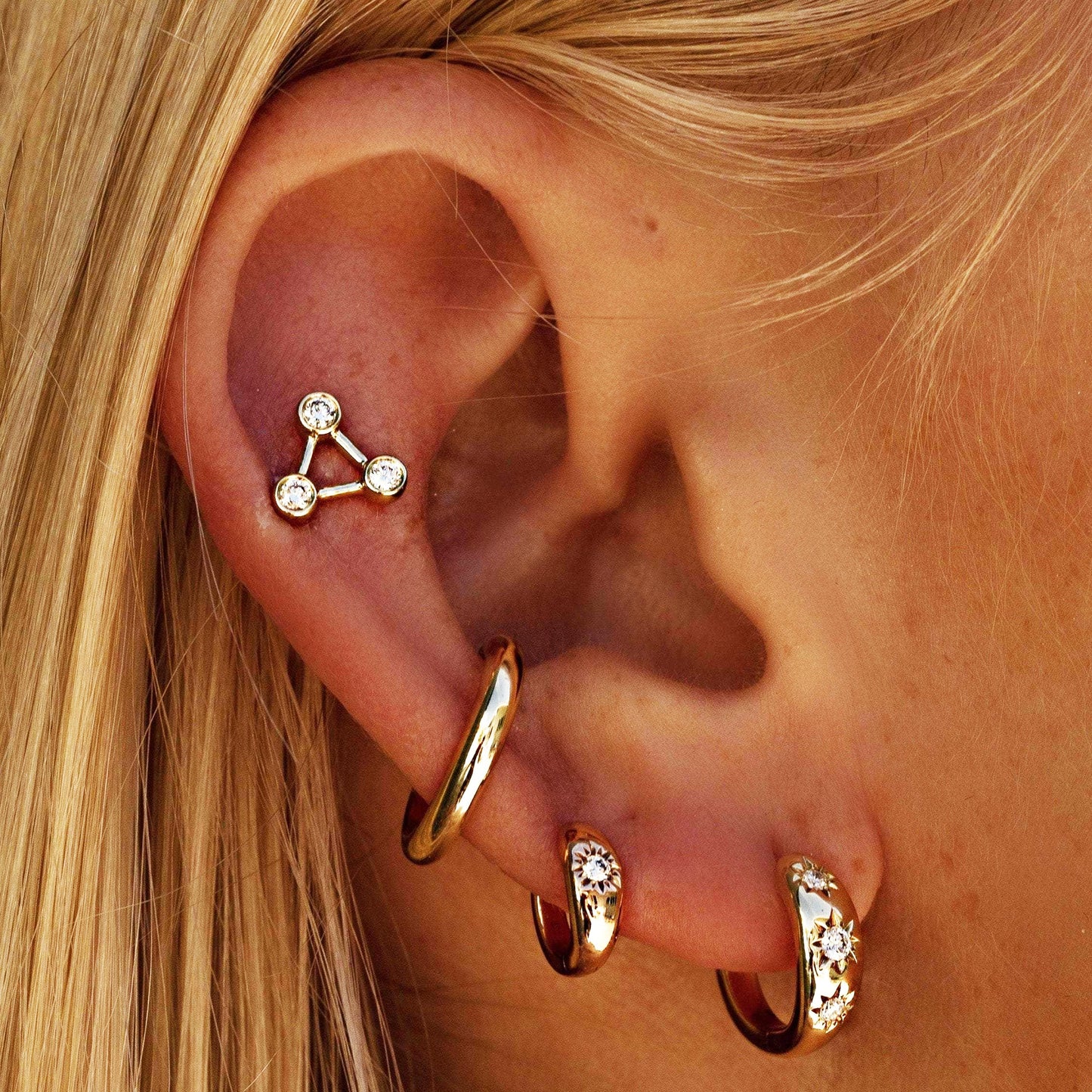 Diamond Huggie Dangle Hoop Earrings