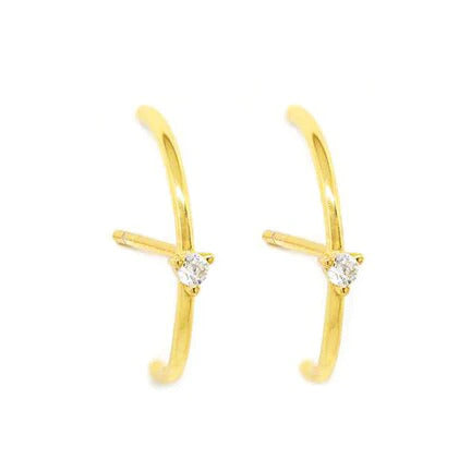 Minimalist 3 Prongs CZ Ear Lobe Cuff Earrings