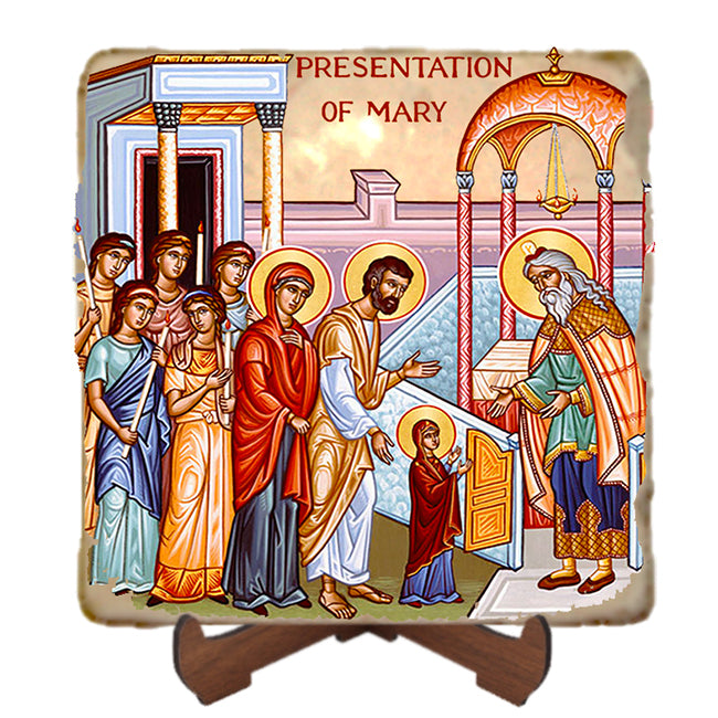 Presentation of Mary Icon,Marble Icon,Handmade,Prayer gift,Christian Icon