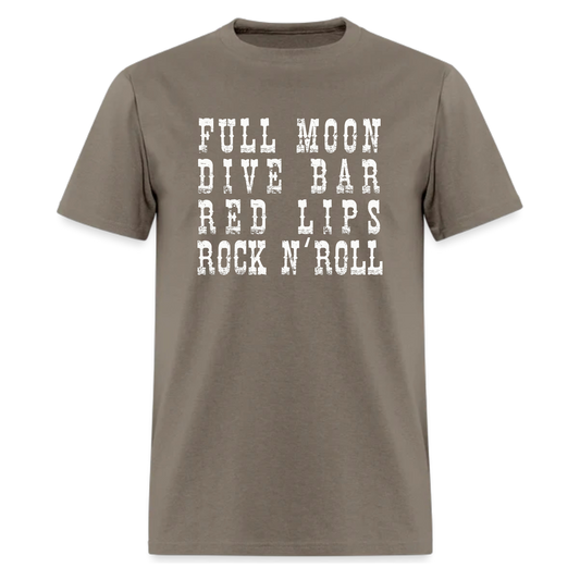 Full Moon Dive Bar Red Lips Rock n Roll Tshirt
