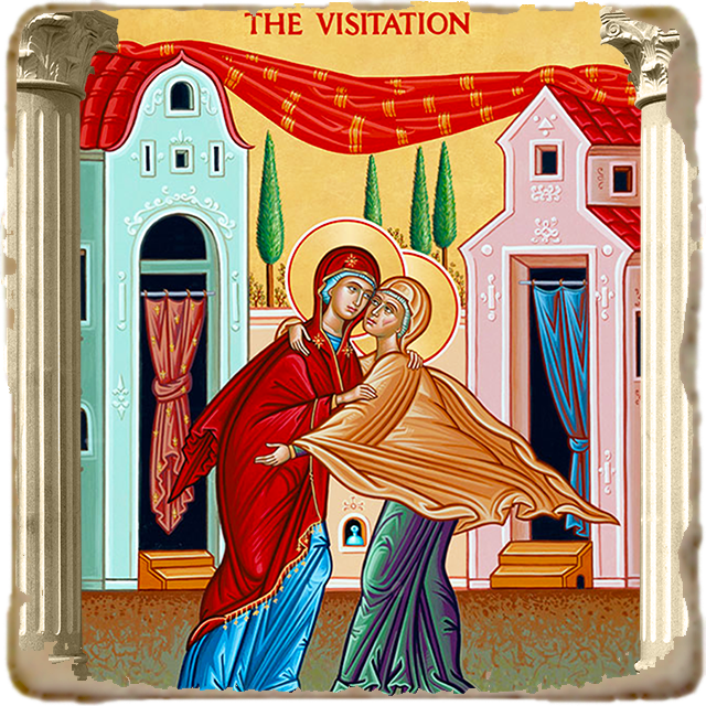 Visitation Icon,Marble Icon,Handmade,Prayer gift,Christian Icon