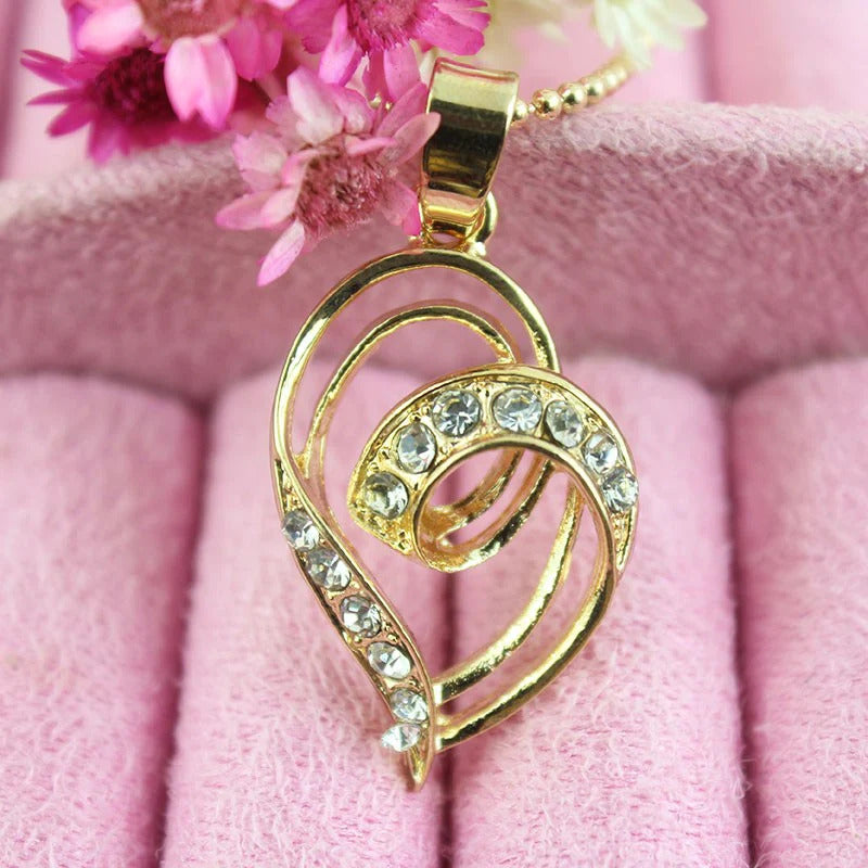 Gold crystal stone heart design women’s jewelry set