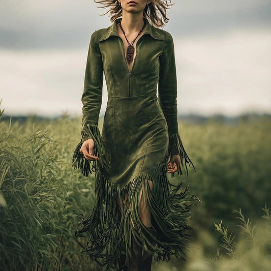 Retro Country Long Sleeve Lady Dress - Denoss