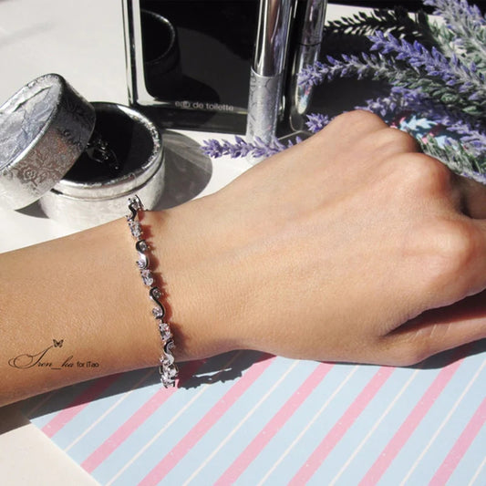 Elegant Round Cut White Gold Bracelet - Denoss