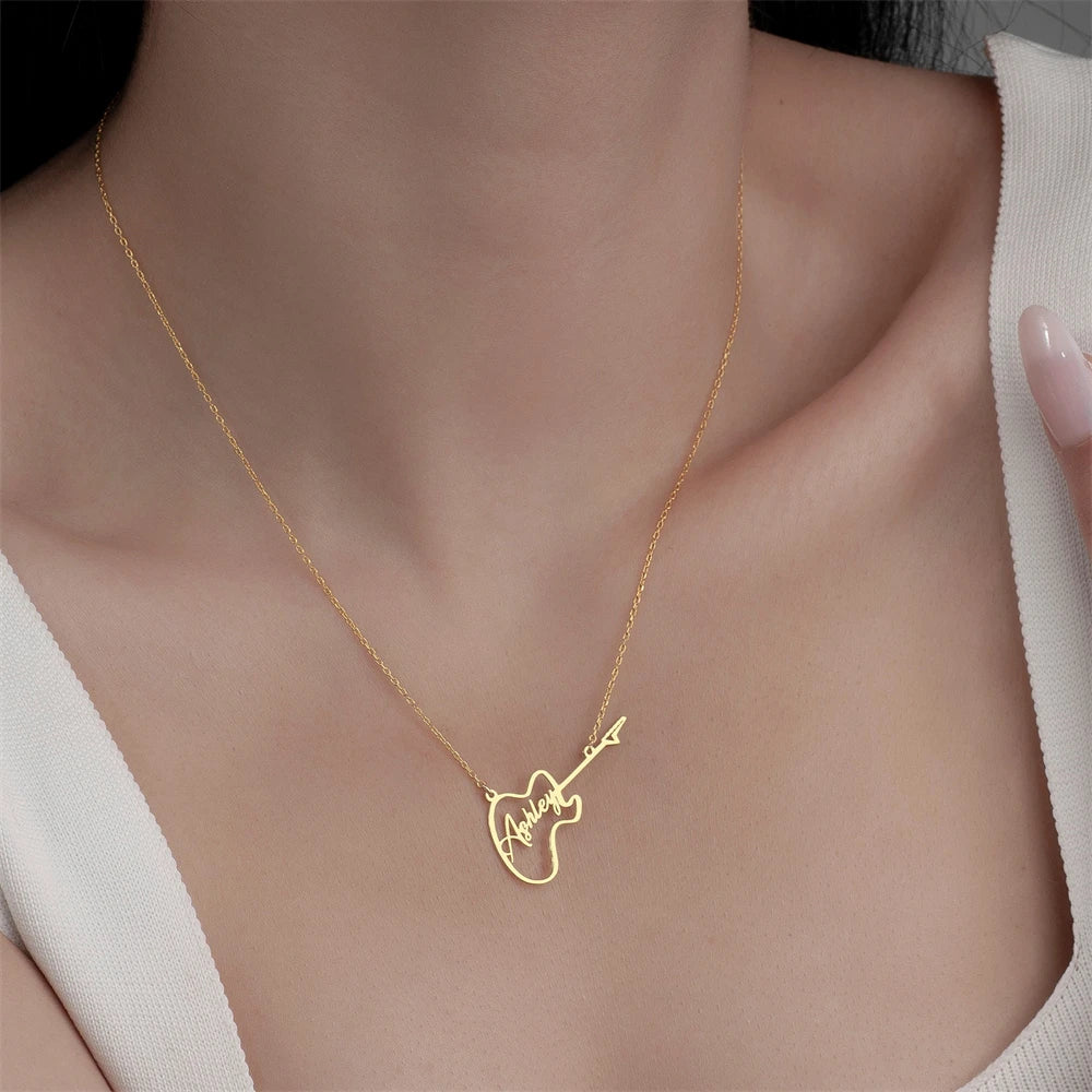 Custom Guitar Music Name Choker Necklace