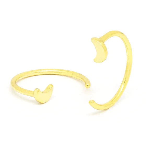 Tiny Moon Open Huggie Hoop Earrings - Ear hugger