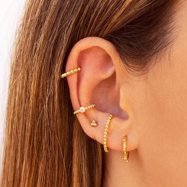 Tiny Beaded Huggie Hoop Earrings