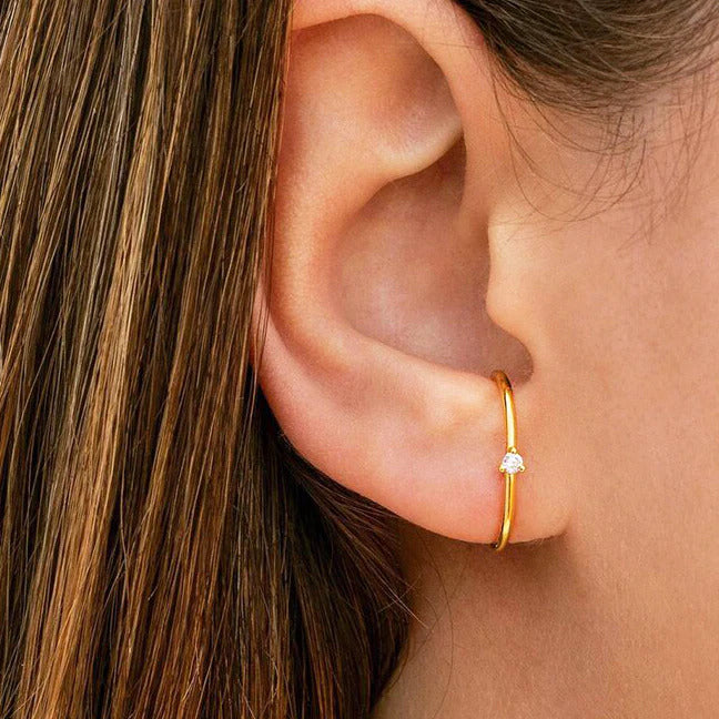 Minimalist 3 Prongs CZ Ear Lobe Cuff Earrings