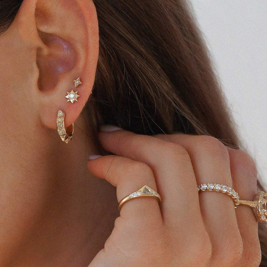 Dainty Four Point Star Stud Earrings