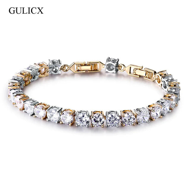 Elegant Bracelet with White Gold Cubic Zircon Stones